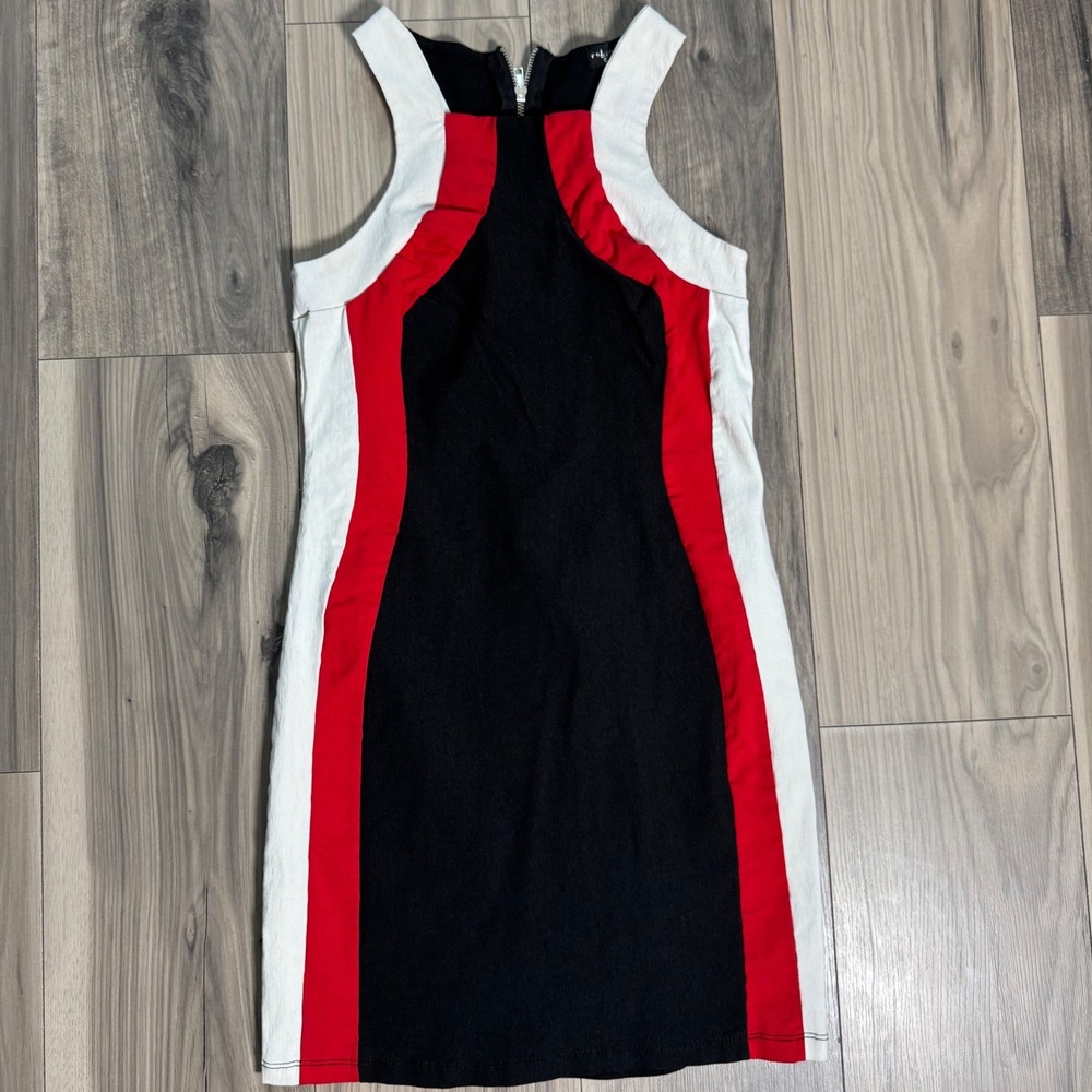 Ruby Rox Womens Colorblock Bodycon Mini Dress Black Red White Size 5